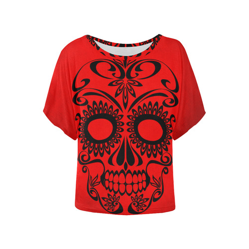 Skull20170330_by_JAMColors Women's Batwing-Sleeved Blouse T shirt (Model T44)