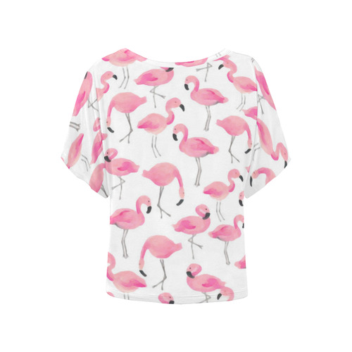 Pink Flamingos Women's Batwing-Sleeved Blouse T shirt (Model T44)