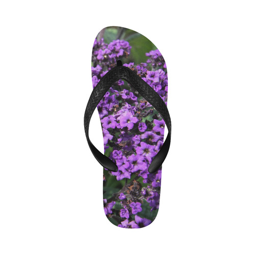 Purple Flowers Flip Flops for Men/Women (Model 040)