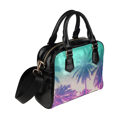 Palm Trees Green Pink Tropical Shoulder Handbag (Model 1634)