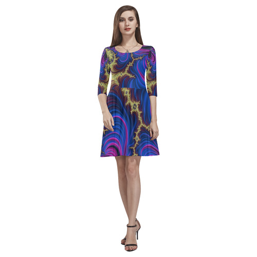 gorgeous Fractal 177 C by JamColors Tethys Half-Sleeve Skater Dress(Model D20)