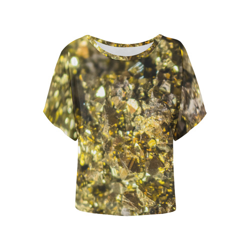Golden stone texture Women's Batwing-Sleeved Blouse T shirt (Model T44)