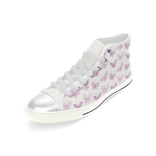 Fantastic Pink Butterflies High Top Canvas Shoes for Kid (Model 017)