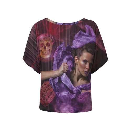 Awesome Witches Ritual Women's Batwing-Sleeved Blouse T shirt (Model T44)