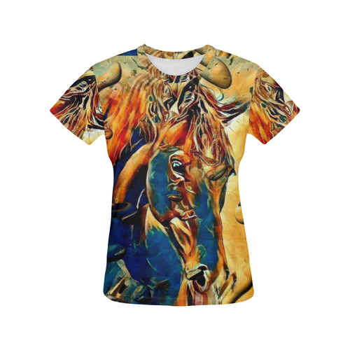 Abstrac Horse by Nico Bielow All Over Print T-Shirt for Women (USA Size) (Model T40)