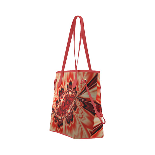 amazing Fractal 43 red by JamColors Clover Canvas Tote Bag (Model 1661)