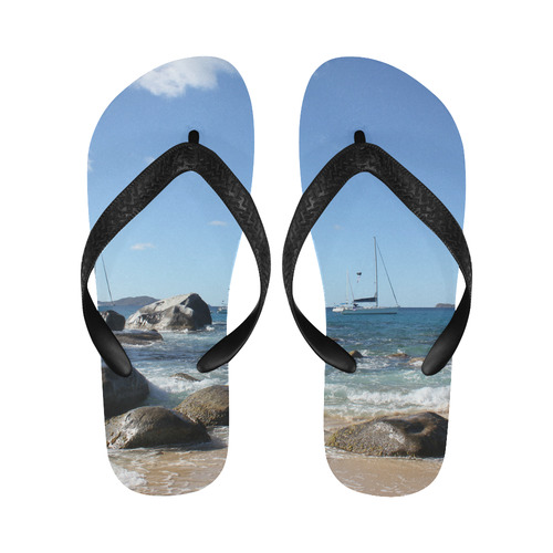 Sailing Boats at Virgin Gorda BVI Flip Flops for Men/Women (Model 040)