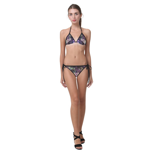 Purple green and blue crystal stone texture Custom Bikini Swimsuit (Model S01)