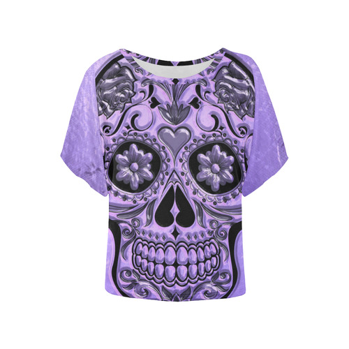 Skull20170488_by_JAMColors Women's Batwing-Sleeved Blouse T shirt (Model T44)