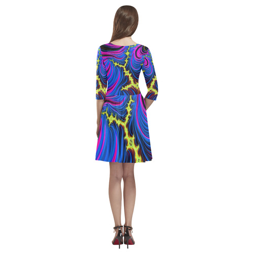 gorgeous Fractal 176 B by JamColors Tethys Half-Sleeve Skater Dress(Model D20)