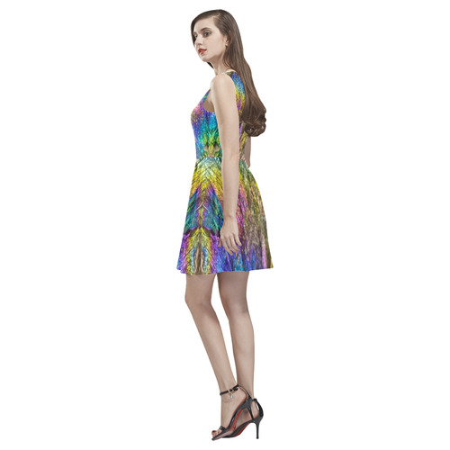 Colorful stone texture Thea Sleeveless Skater Dress(Model D19)