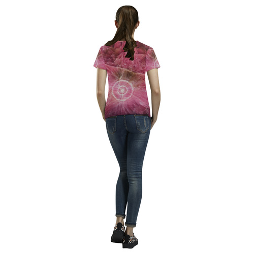 Pink and white stone texture All Over Print T-Shirt for Women (USA Size) (Model T40)