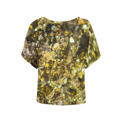 Golden stone texture Women's Batwing-Sleeved Blouse T shirt (Model T44)