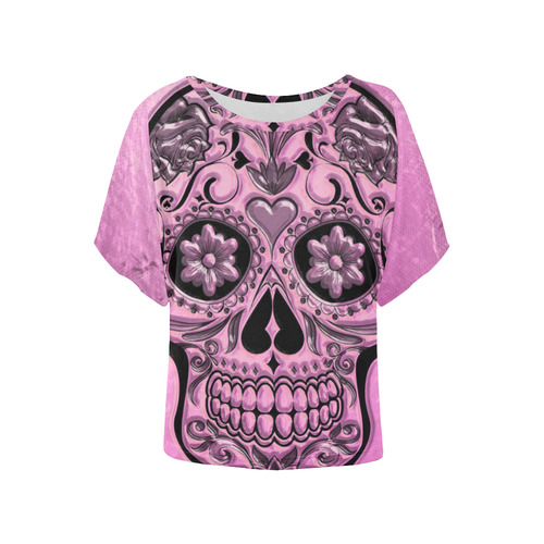 Skull20170490_by_JAMColors Women's Batwing-Sleeved Blouse T shirt (Model T44)