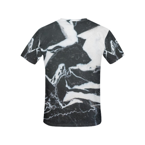 Black and white marble stone texture All Over Print T-Shirt for Women (USA Size) (Model T40)