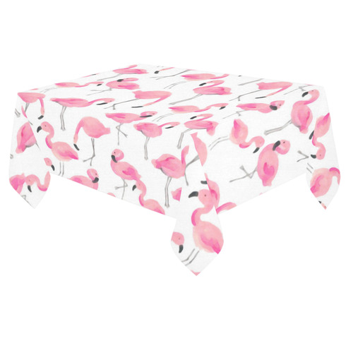 Pink Flamingos Cotton Linen Tablecloth 60"x 84"