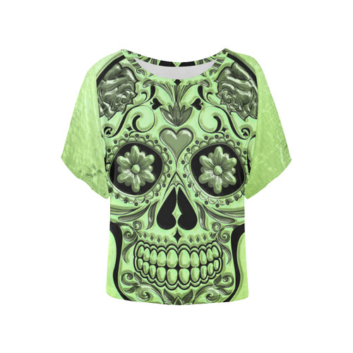 Skull20170483_by_JAMColors Women's Batwing-Sleeved Blouse T shirt (Model T44)