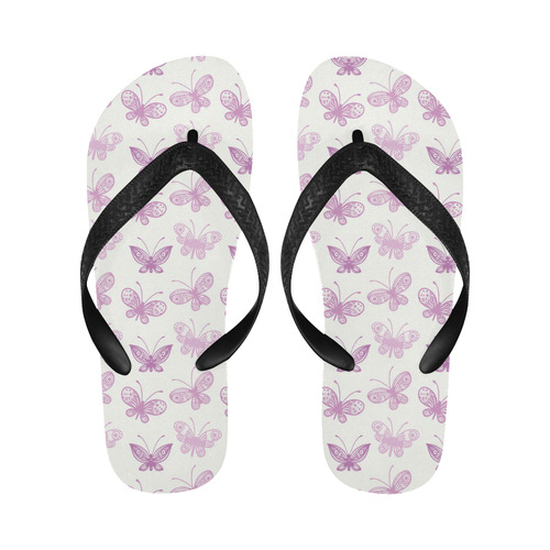 Fantastic Pink Butterflies Flip Flops for Men/Women (Model 040)