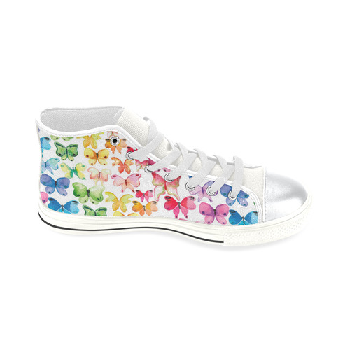 Rainbow Butterflies High Top Canvas Shoes for Kid (Model 017)