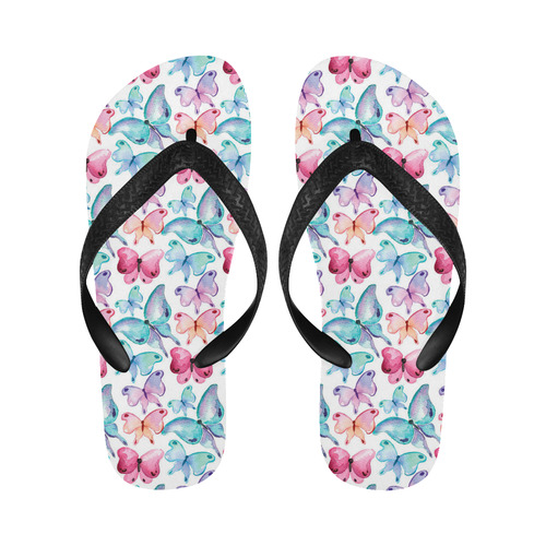 Watercolor Colorful Butterflies Flip Flops for Men/Women (Model 040)