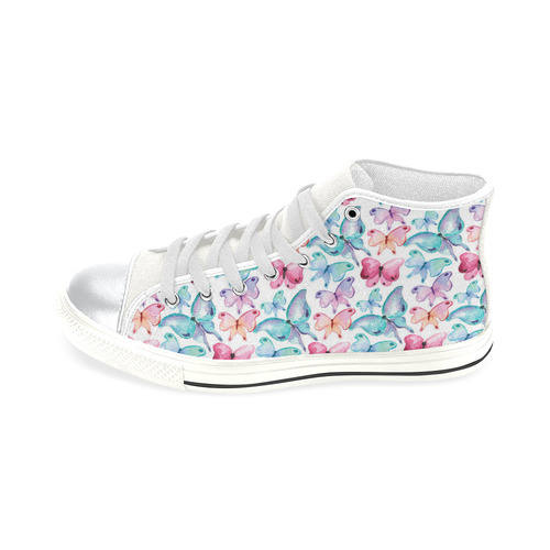 Watercolor Colorful Butterflies High Top Canvas Shoes for Kid (Model 017)