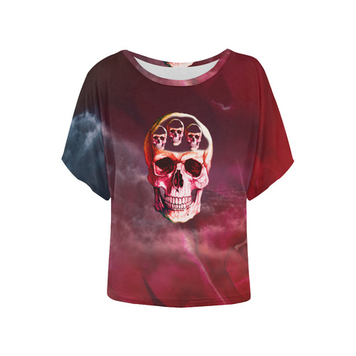 Funny Skulls Women's Batwing-Sleeved Blouse T shirt (Model T44)