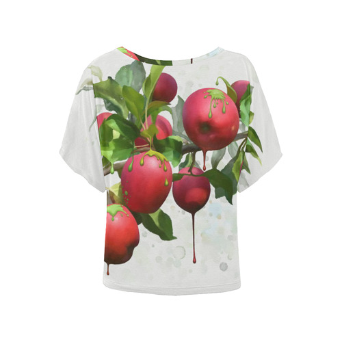 Melting Apples, fruit watercolors Women's Batwing-Sleeved Blouse T shirt (Model T44)