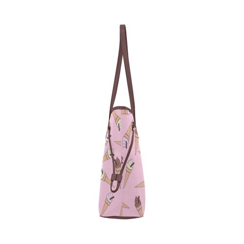 Pink Fun Ice Cream Pattern Clover Canvas Tote Bag (Model 1661)