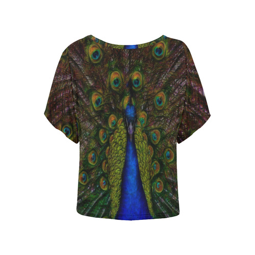Awesome Peacock Women's Batwing-Sleeved Blouse T shirt (Model T44)