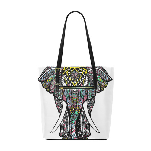 Indian Elephant Colorful Abstract Pattern Euramerican Tote Bag/Small (Model 1655)