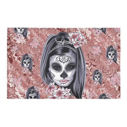 Skull Of A Pretty Flowers Lady Pattern Bath Rug 20''x 32''