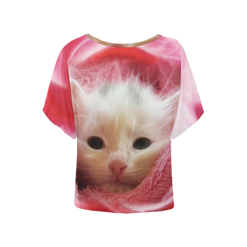 Kitty Loves Pink Women's Batwing-Sleeved Blouse T shirt (Model T44)