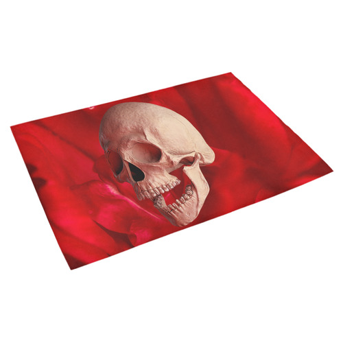 Funny Skull and Red Rose Azalea Doormat 30" x 18" (Sponge Material)