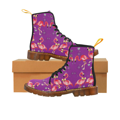 flamingo on purple Martin Boots For Women Model 1203H