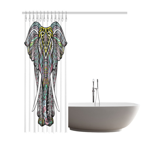 Indian Elephant Colorful Abstract Pattern Shower Curtain 72"x84"