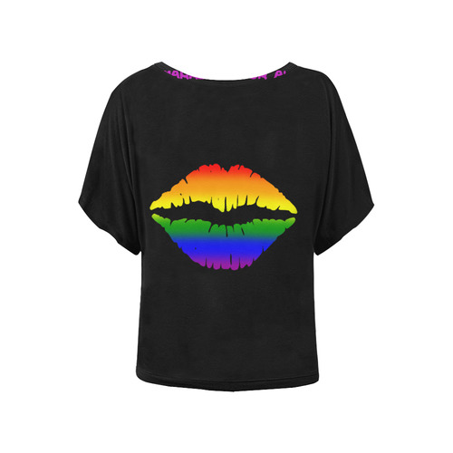 Gay Pride Rainbow Kiss Women's Batwing-Sleeved Blouse T shirt (Model T44)