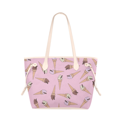 Pink Fun Ice Cream Pattern Clover Canvas Tote Bag (Model 1661)