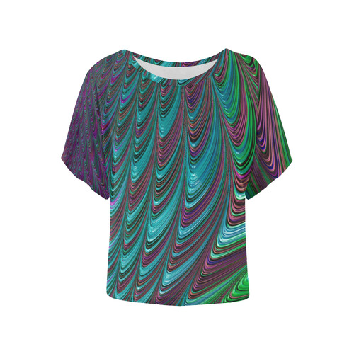 Fractal20160908_by_JAMColors Women's Batwing-Sleeved Blouse T shirt (Model T44)