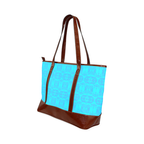 Blue and Turquoise Abstract Damask Pattern Tote Handbag (Model 1642)