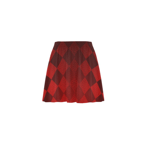 Christmas Red Square Mini Skating Skirt (Model D36)