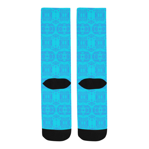 Abstract Blue and Turquoise Damask Trouser Socks