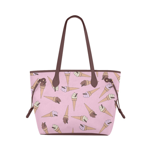 Pink Fun Ice Cream Pattern Clover Canvas Tote Bag (Model 1661)