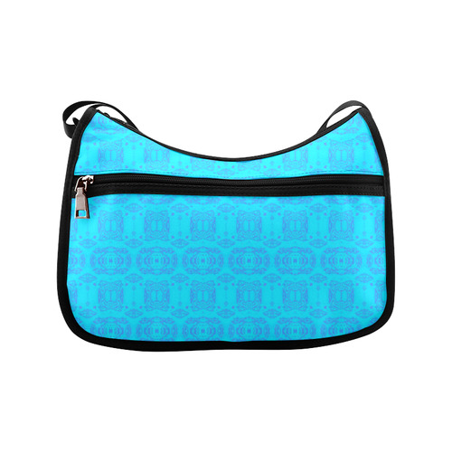 Abstract Blue and Turquoise Damask Crossbody Bags (Model 1616)