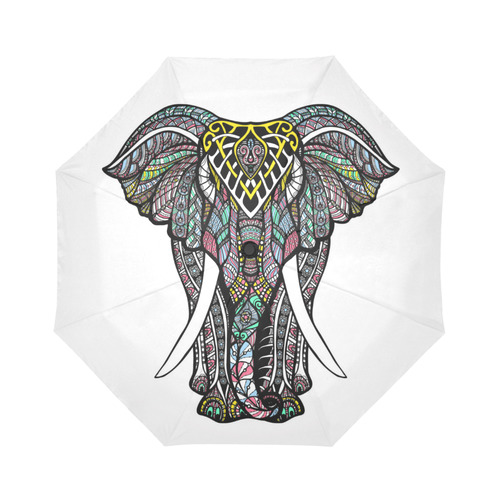 Indian Elephant Colorful Abstract Pattern Auto-Foldable Umbrella (Model U04)