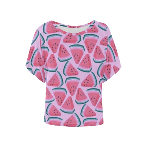 cherries watermelons strawberries Women's Batwing-Sleeved Blouse T shirt (Model T44)