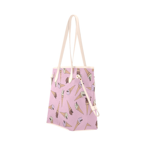 Pink Fun Ice Cream Pattern Clover Canvas Tote Bag (Model 1661)