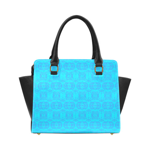 Abstract Blue and Turquoise Damask Pattern Classic Shoulder Handbag (Model 1653)