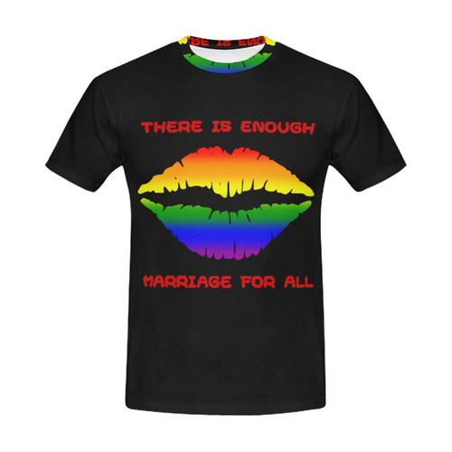 Gay Pride Rainbow Kiss All Over Print T-Shirt for Men (USA Size) (Model T40)