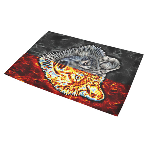 A Graceful WOLF Looks Into Your Eyes Two-colored Azalea Doormat 30" x 18" (Sponge Material)