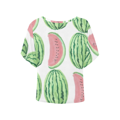 rockabilly watermelons Women's Batwing-Sleeved Blouse T shirt (Model T44)